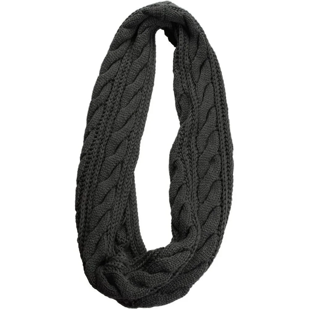 Women's Twist Charocal Thick Ribbed Knit Winter Infinity Circle Loop Scarf